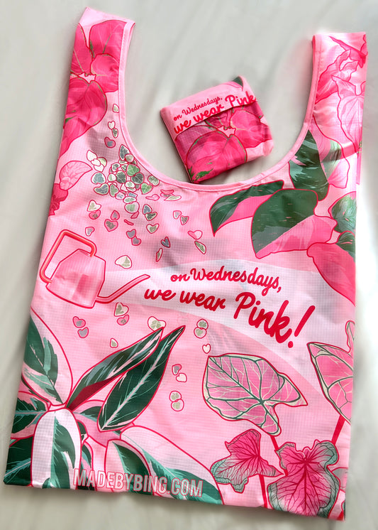 Pink House Plants Reusable Shopping Bag