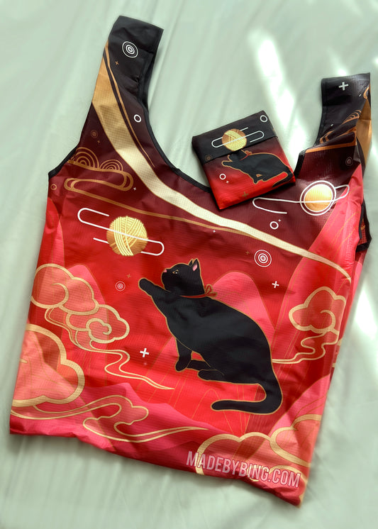 Immortal Cultivated Black Cat Reusable Shopping Bag